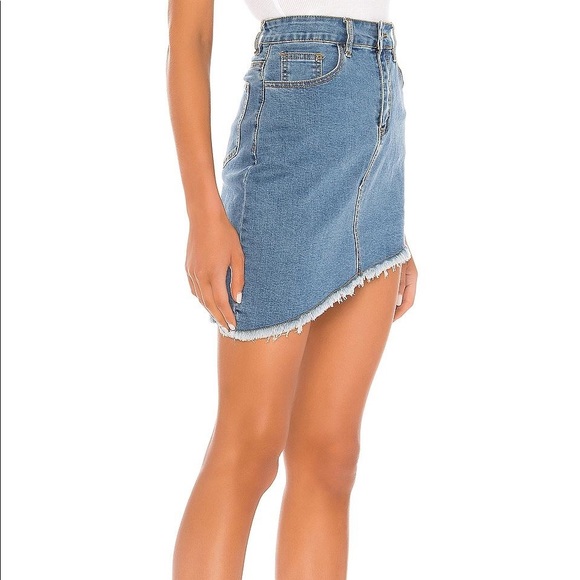 SUPERDOWN ROXANA ASYMMETRIC HEM DENIM SKIRT REVOLVE - Picture 3 of 9